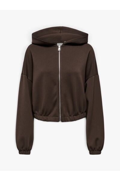 ONLY Onlscarlett L/S Zip-Hood Swt Women's Brown - 15346449