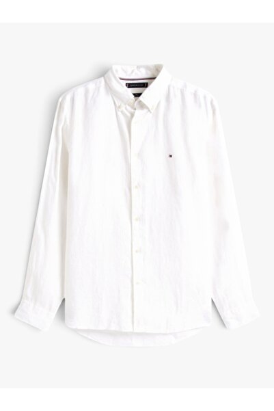 Tommy Hilfiger Pigment Dyed Li Solid Rf Shirt Men's White Shirt - Mw0Mw41530
