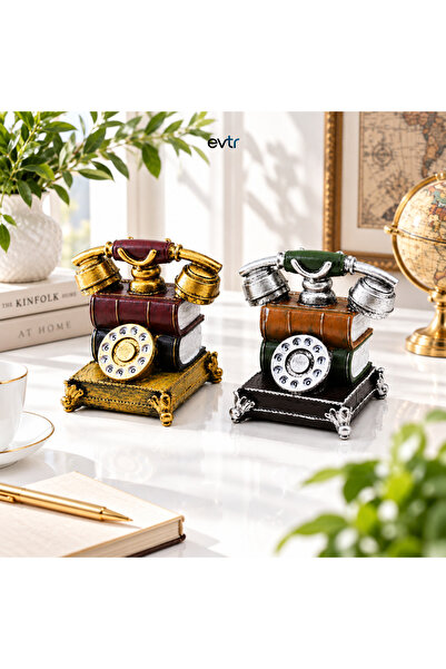 EVİMİST Vintage Ankesörlü Telefon Dekoratif Biblo & Kumbara – Nostaljik Telef...