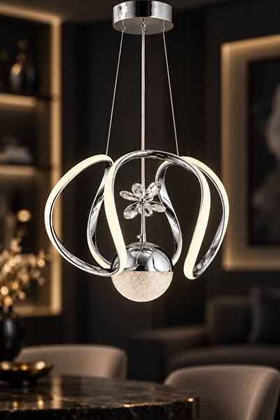 İstanbul Avize Bigiee 3 Renk Gümüş Ledli Lüx Modern Led Avize