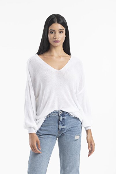 sumoda Women's Clothing Blouse Front Back V Neck Balloon Sleeve Thin Merceriz...
