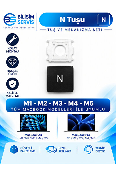 BSBİLİSİM Macbook Pro & Air M1-M2-M3 Uyumlu Klavye Yedek Tuş Seti (J - Ş Arası)
