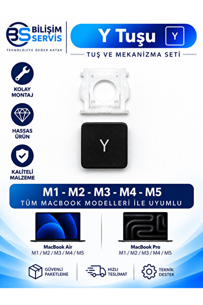 BSBİLİSİM Macbook Pro & Air M1-M2-M3 Uyumlu Klavye Yedek Tuş Seti (T-Q Arası)