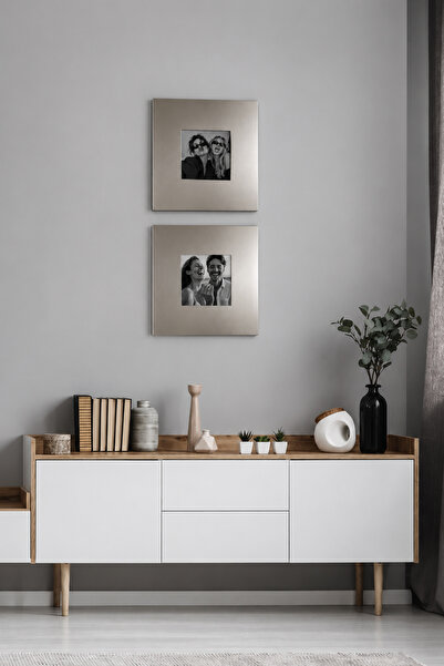 Genel Markalar Metal Duvar Çerçevesi Kare 50x50 cm Krom Gri