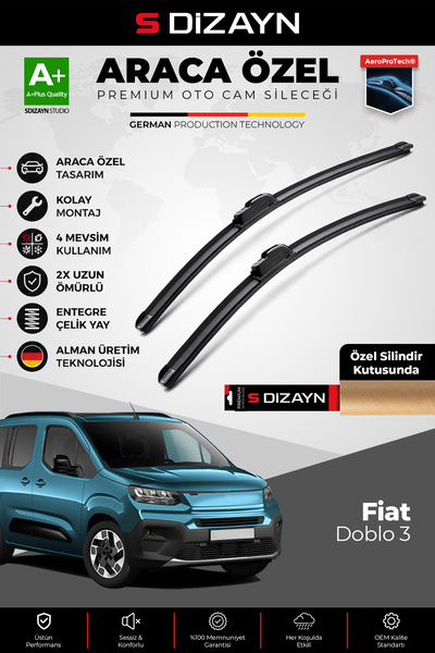 S Dizayn S-Dizayn Fiat Doblo 3 Ön Cam Silecek Seti 2023 Üzeri Premium Araca Ö...
