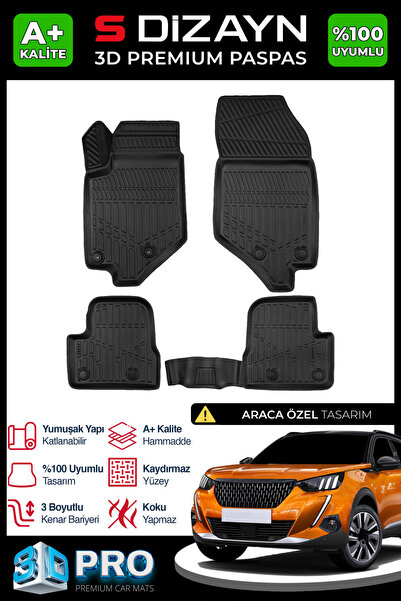 S Dizayn S-Dizayn Peugeot 2008 3D Pro Havuzlu Paspas 2019-2023 A+ Kalite 3DS-...