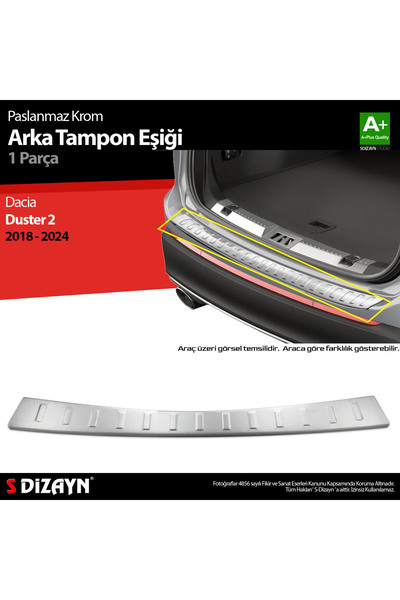 S Dizayn S-dizayn Dacia Duster Krom Arka Tampon Eşiği 2018 Üzeri