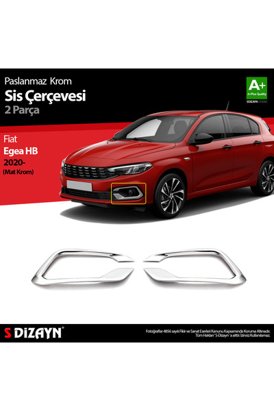 S Dizayn S-Dizayn Fiat Egea HB Krom Sis Çerçevesi 2 Prç. 2020 Üzeri (Mat Krom...