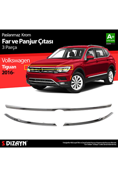 S Dizayn S-Dizayn VW Tiguan Krom Far Üst Çıtası 3 Prç. 2016-2020 7647110
