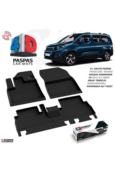 S Dizayn S-Dizayn Peugeot Rifter 4D Havuzlu Paspas 2019 Üzeri A+Kalite 4DS-96520