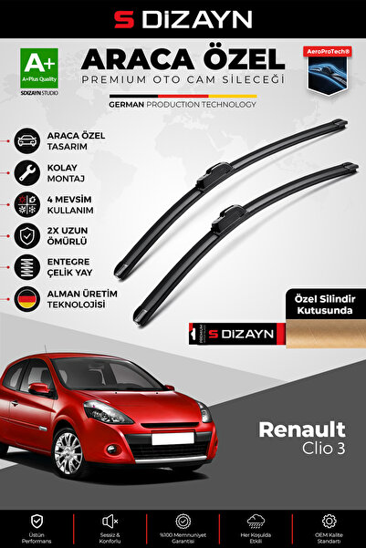 S Dizayn S-Dizayn Renault Clio 3 HB Ön Cam Silecek Seti 2005-2012 Premium Ara...