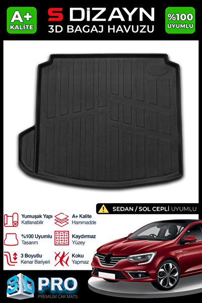 S Dizayn S-Dizayn Renault Megane 4 Sedan 3D Pro Bagaj Havuzu Sol Kulaklı 2016...
