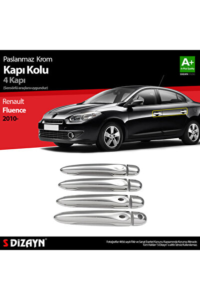 S Dizayn S-Dizayn Renault Fluence Krom Kapı Kolu 4 Kapı Sensörlü 2010-2016 70...
