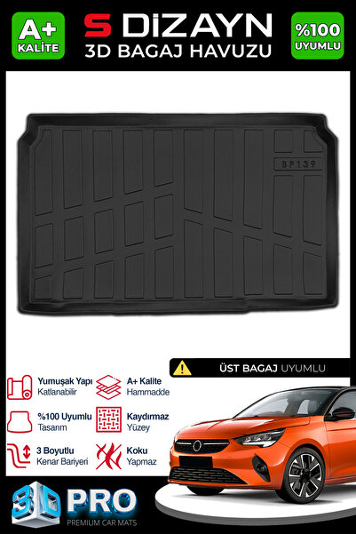 S Dizayn S-Dizayn Opel Corsa F 3D Pro Bagaj Havuzu Üst Bagaj 2019 Üzeri A+ Ka...