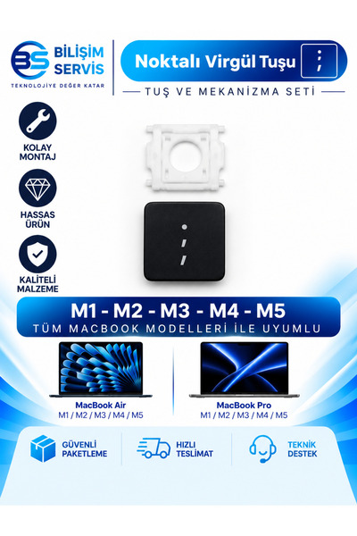 BSBİLİSİM Macbook Pro & Air M1-M2-M3 Uyumlu Yedek Tuş Seti - Rakamlar ve Özel...