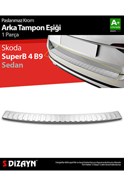 S Dizayn S-Dizayn Skoda SuperB B8 Makyajlı SD Krom Arka Tampon Eşiği 2019-202...
