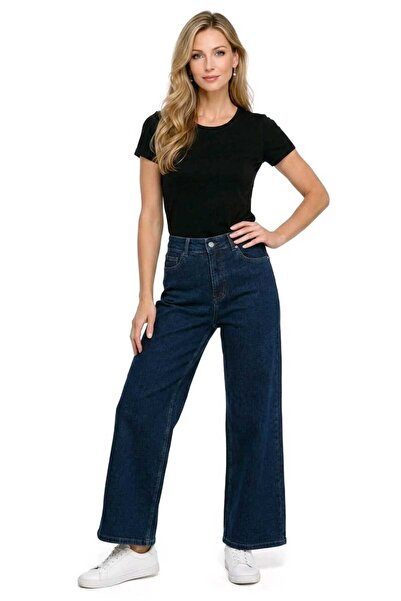 hies PALAZZO PANTOLON - KOYU LACİVERT BOL PAÇA LİKRALI YENİ SEZON JEANS