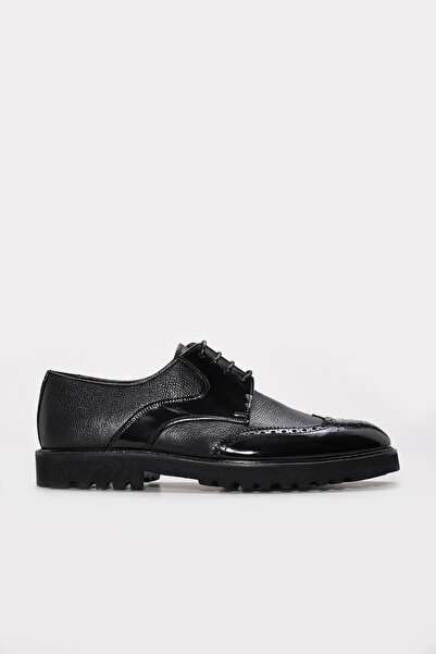 FAST STEP Genuine Leather Black Men's Classic Shoes 265Ma0138