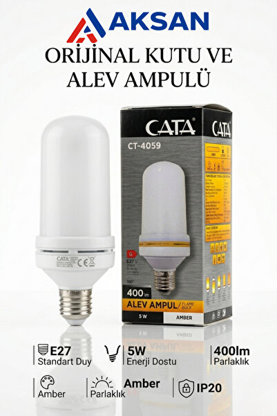 Cata CT-4059 4 Modlu Alev Efektli LED Ampul E27 Duy Amber (2'li Set) Yerçekim...