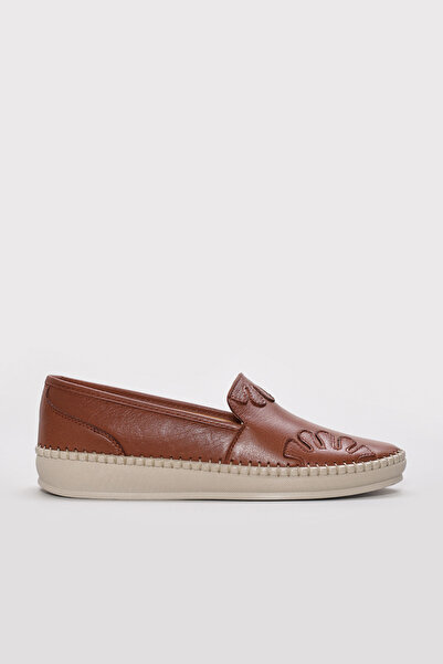 FAST STEP Genuine Leather Tan Women's Casual Shoes 164Za2638