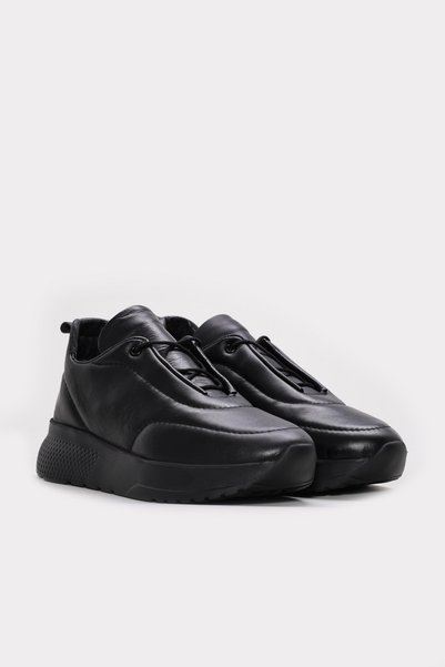 FAST STEP Pantofi casual de damă din piele naturală neagră 982ZA1220