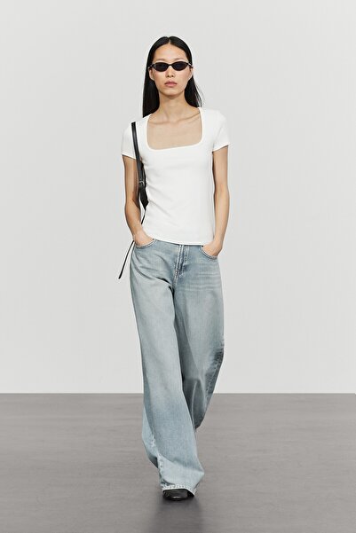 Massimo Dutti Kare yaka kısa kollu t-shirt