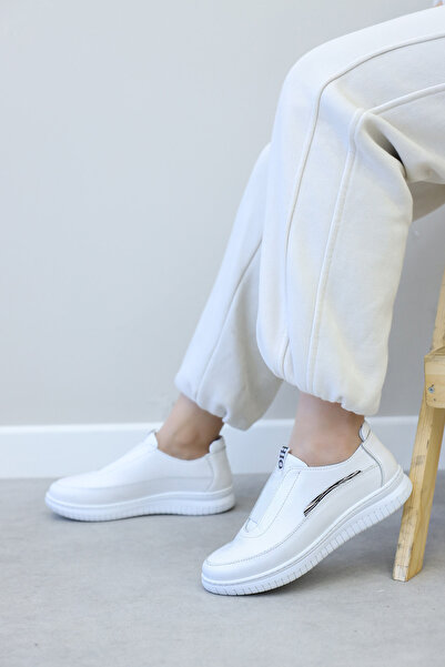 FAST STEP Pantofi casual de damă, albi, din piele naturală 583ZA4023