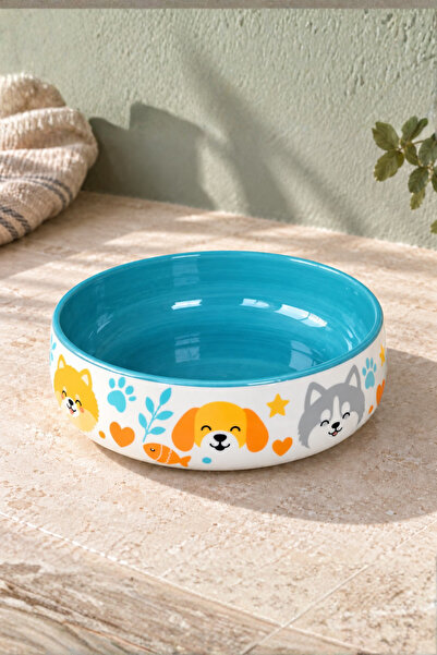 Pawicci Kedi Köpek Mama ve Su Kabı Seramik Kase 600 ml Tekli Porselen Saglikl...