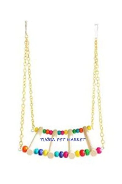 TUĞRA PET MARKET Tuğra Pet Market Muhabbet Kuşu Ahşap Salıncak Oyuncak Seti