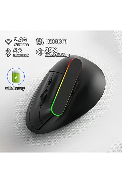 Choice1 kebidumei BK with Battery Dual Mode RGB Vertical Mouse 2.4G Wireless ...