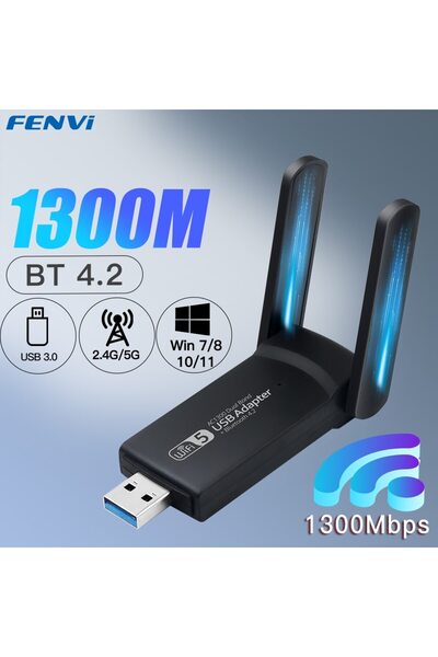 fenvi محول واي فاي USB 3.0 بسرعة 1300 ميجابت في الثانية لبطاقة شبكة USB ثنائي...