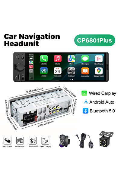 Choice1 Wired-8LED 1DIN 6.86inch Universal MP5 Car Radio Support Wireless Car...