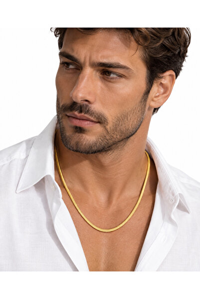innuendo jewelery 925 Ayar Gümüş Üzeri Altın Kaplama İtalyan Balıksırtı Kolye