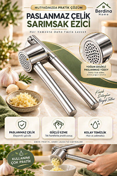 Berdina Home Steel Garlic Masher Press with Practical Chamber Garlic Crushing...