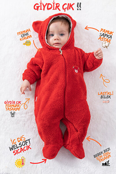 Baby Animals Welsoft Peluş Fermuarlı Kışlık Unisex Kız Erkek Bebek Uyku Tulum...