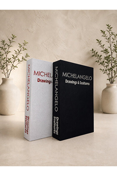 LUMEYA HOME Michelangelo Drawings & Sculptures Dekoratif Kitap Kutu Seti 2’li...