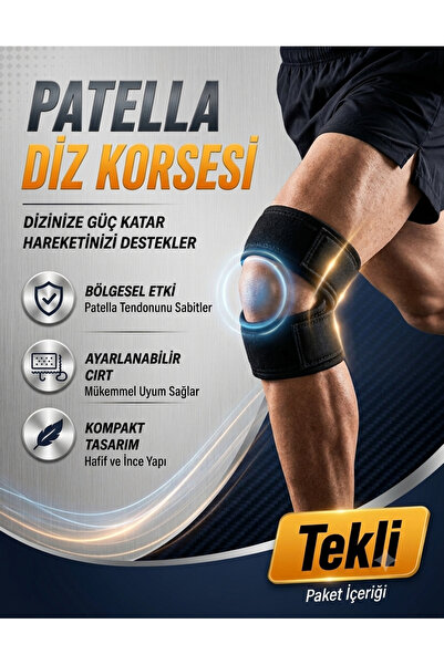 TURTİKA Profesyonel Dizlik Patella ve Menisküs Koruyucu Bandajlı Ortopedik Di...