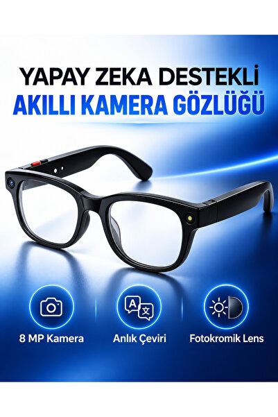 EN SİGA Polarize Camlı Kameralı 8 MP Yapay Zeka 3 Lensli Akıllı Gözlük WiFi G...