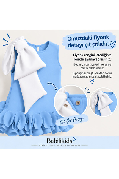 Babili Custom Design Girl's Bow Detail Scuba Fabric Dress