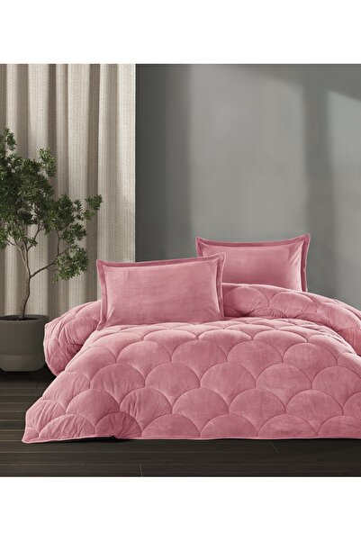 İlkim Tekstil "With a Gift" Double-Sided 195X215 Luxury Welsoft Quilt Pink "U...