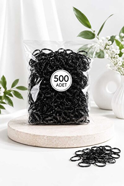 invictus design Kadın Minik Perma Örgü Silikon Lastik Toka Siyah 500 Adet