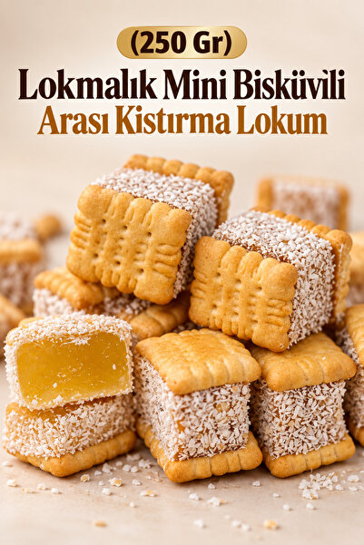 ÜLKÜ KURUYEMİŞ (250 Gr) Lokmalık Mini Bisküvili Arası Kıstırma Lokum Hediyeli...