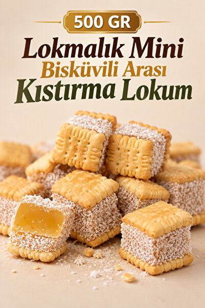 ÜLKÜ KURUYEMİŞ (500 GR) Lokmalık Mini Bisküvili Arası Kıstırma Lokum Hediyeli...
