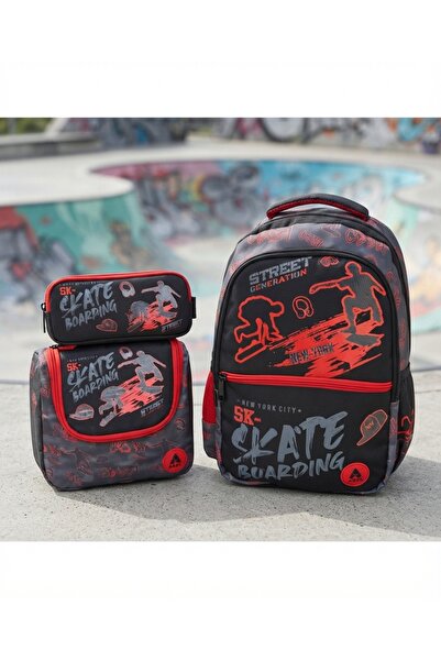 Adel Junior Backpack SKate Boarding Okul Çantası Beslenme Çantası ve Kalemlik...