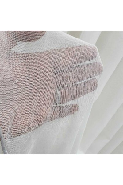 perhal perde ve halı Linen Titi Thin Rain Patterned 1-3 Close Pleated Tulle Curtain