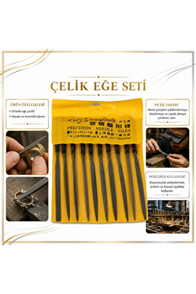 Torna Türk Çelik Eğe Seti Çap 3X140X10Mm