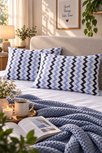 Generic Brand 2-dijelna jastučnica sa zigzag uzorkom 50x70 cm pamuk