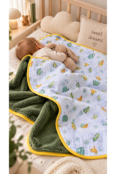 TaraAura 100% Cotton 4 Layer Muslin & 100% Welsoft Baby Blanket