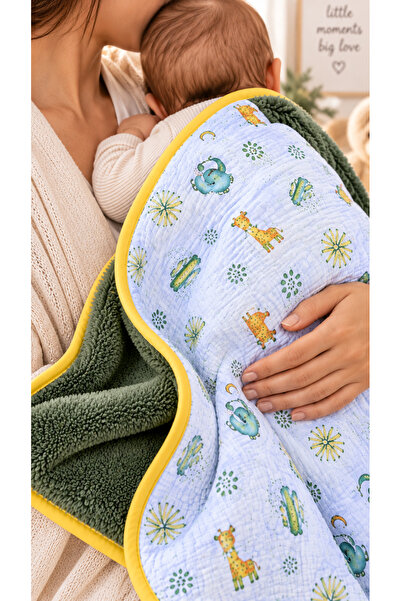 TaraAura 100% Cotton 4 Layer Muslin & 100% Welsoft Baby Blanket