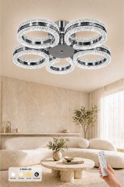 tavion lighting SİENA 5Lİ AVİZE 3 RENK LED ISIKLI KUMANDALI SALON OTURMA ODAS...